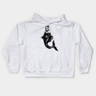 Black and White Mermaid Kids Hoodie